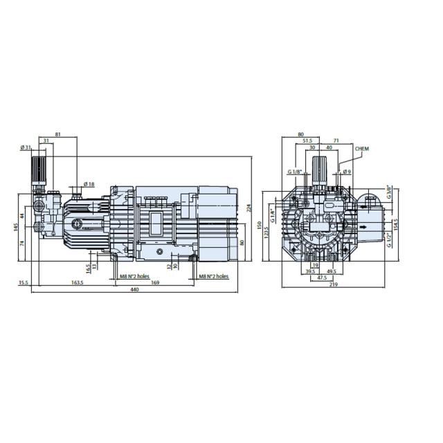 MOTOR PUMP 120BAR 1,8KW 1x 230v