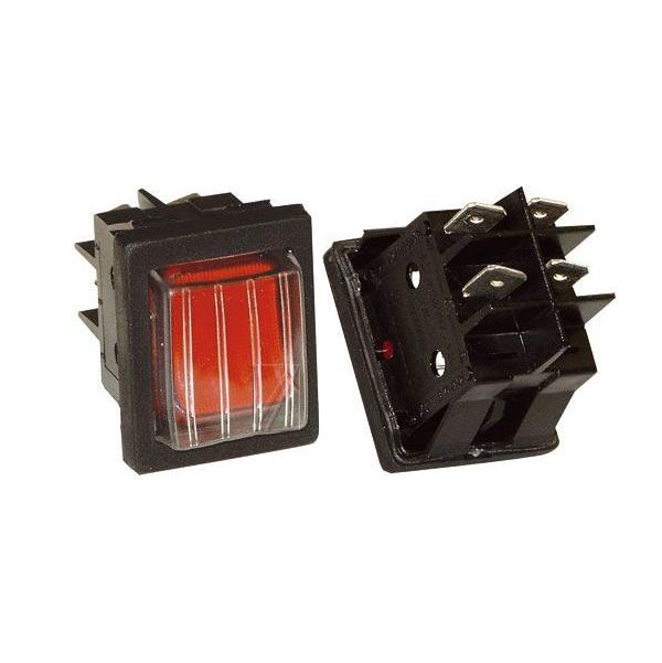 Vippeafbryder 2 pol 0-1 rød m/plastbeskyttelse